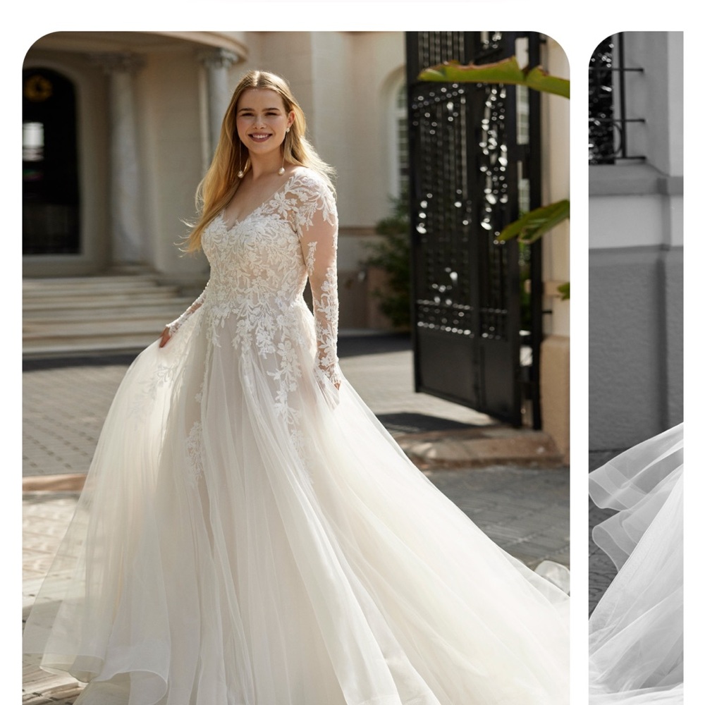 Rosa Clara Martha Blanc White Lace Long-Sleeve A-Line Wedding Dress